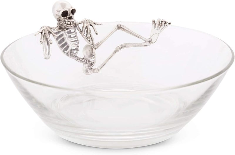 Vagabond House Vagabond House Skeleton Server Candy Dish Bowl Day of Dead Halloween Dia De Los Muertos 10 inch Diameter  - Image 1