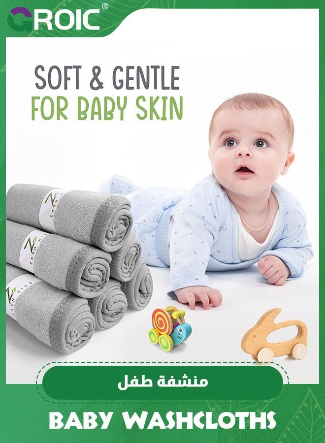 GROIC 6PCS Baby Washcloths,Super Soft and Highly Absorbent Face Towel,Reusable Double Layered Wipes for Newborns, Infants Toddlers(25*25cm) - Image 3