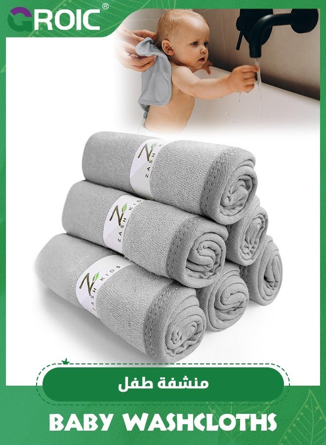 GROIC 6PCS Baby Washcloths,Super Soft and Highly Absorbent Face Towel,Reusable Double Layered Wipes for Newborns, Infants Toddlers(25*25cm) - Image 1