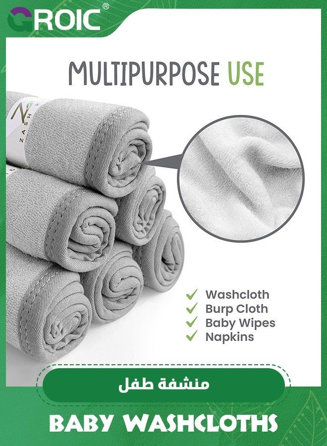GROIC 6PCS Baby Washcloths,Super Soft and Highly Absorbent Face Towel,Reusable Double Layered Wipes for Newborns, Infants Toddlers(25*25cm) - Image 2