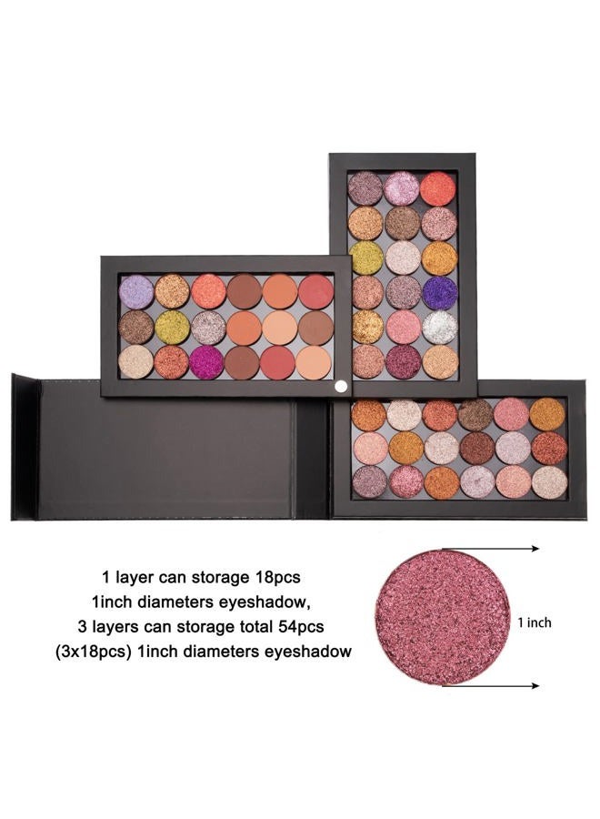 Allwon 3-Layer Rotation Magnetic Palette 3 in1 Empty Makeup Palette Storage Box for Eyeshadow Lipstick Blush Powder (Black) - Image 4