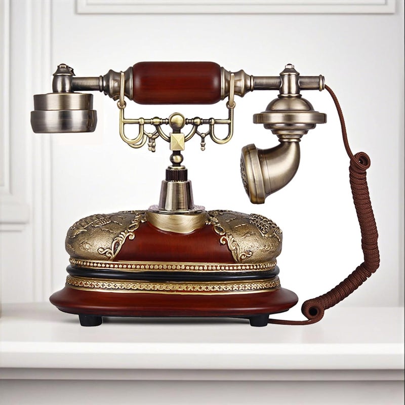 TelPal Retro Vintage Antique Style Rotary Dial Button Desk Telephone Phone Home Living Room Decor - Image 5