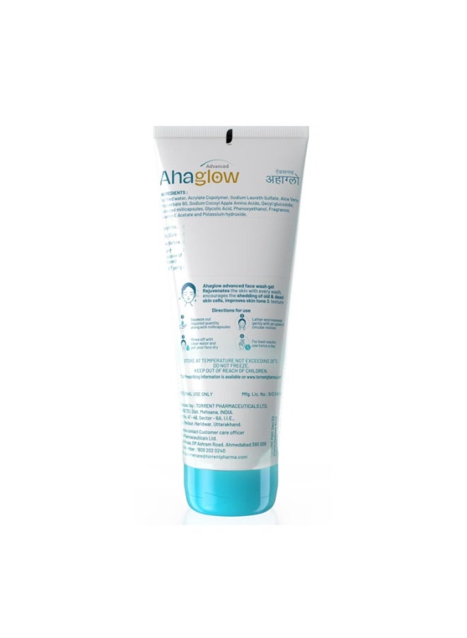 Ahaglow Advanced Face Wash Gel 200g with AHA(1% Glycolic Acid) Glow Bombs| Jojoba & Tea Tree Oil | Allantoin, Vitamin E & Oak bark Extract | No.1 Dermatologist Prescribed AHA Brand - By Torrent Pharma - Image 2