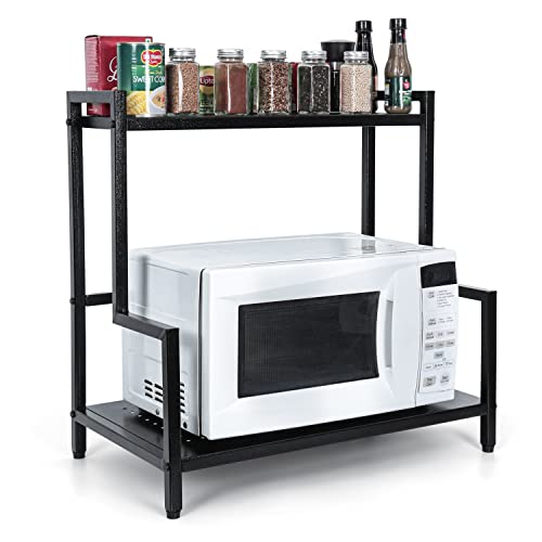 Livzing Microwave Stand, OTG Stand, Microwave Oven Platform Rack, Kitchen Storage Shelf || Multipurpose Extra Storage for Kitchen Organizer || Black, 2-Tiered Shelf - Image 3
