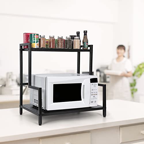 Livzing Microwave Stand, OTG Stand, Microwave Oven Platform Rack, Kitchen Storage Shelf || Multipurpose Extra Storage for Kitchen Organizer || Black, 2-Tiered Shelf - Image 1