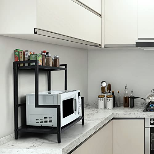 Livzing Microwave Stand, OTG Stand, Microwave Oven Platform Rack, Kitchen Storage Shelf || Multipurpose Extra Storage for Kitchen Organizer || Black, 2-Tiered Shelf - Image 4