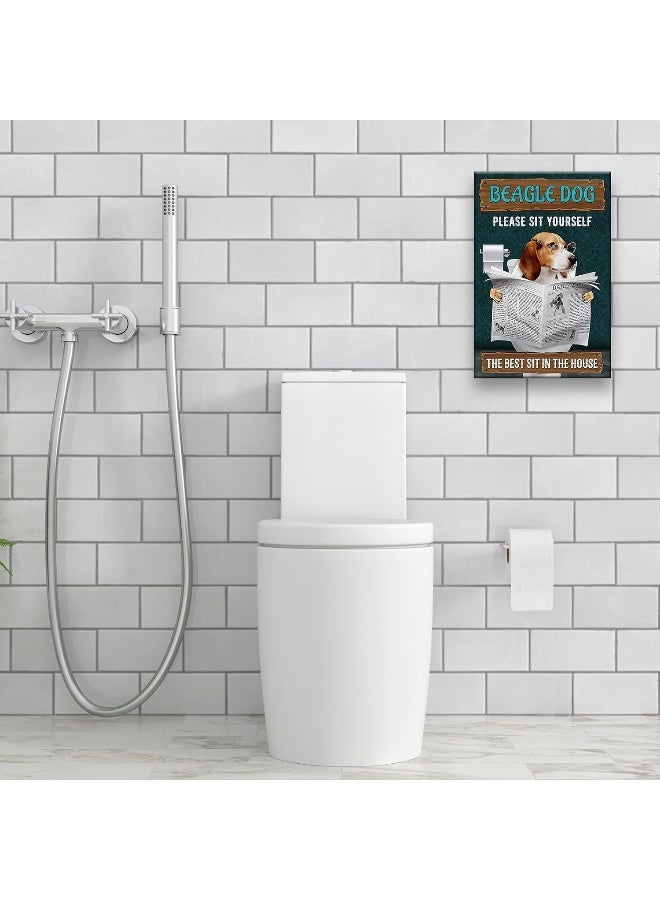 Busmko Beagle Dog Quotes Bathroom Wall Decor Please Sit Yourself Vintage Puppy Poster Canvas Wall Art for Bath Modern Prints Toilet Decorative Painting Unframed 08x12 inch(20x30cm) - Image 5