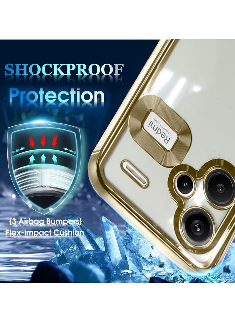Wtech Shockproof Luxury Plating Hybrid PC Case Cover For Xiaomi Redmi Note 13 Pro+ / Xiaomi Redmi Note 13 Pro Plus 5G 2023 Clear/Gold  - Image 3