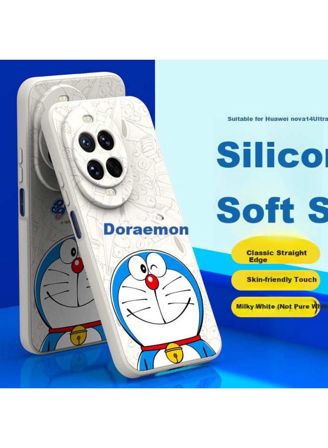 Purecolor Silicone Full Cover Anti-Fall Ultra-Thin Soft Shell For Huawei Nova 14 Ultra, Cartoon Cute Doraemon Protective Case For Men And Women, Couple Style - Smiling Doraemon - Image 2