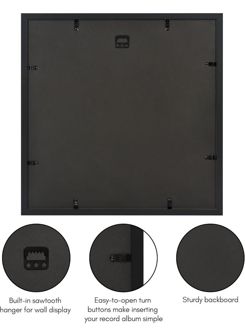 Americanflat Americanflat 15x15 Record Album Frame in Black  Use as 125x125 Album Cover Frame with Mat  Square Frame with Engineered Wood Molding ShatterResistant Glass Cover and Hanging Hardware  - Image 5
