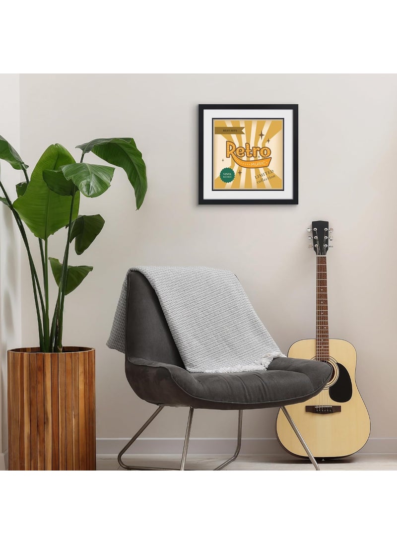 Americanflat Americanflat 15x15 Record Album Frame in Black  Use as 125x125 Album Cover Frame with Mat  Square Frame with Engineered Wood Molding ShatterResistant Glass Cover and Hanging Hardware  - Image 4
