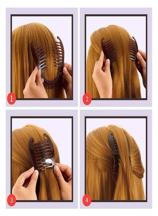 Cauaoa 3Pcs Banana Hair Clips for Women - Interlocking Soft Bendable Clips for Thick, Plastic Clincher Ponytail Styling Combs Hair Clincher Accessories - Image 5