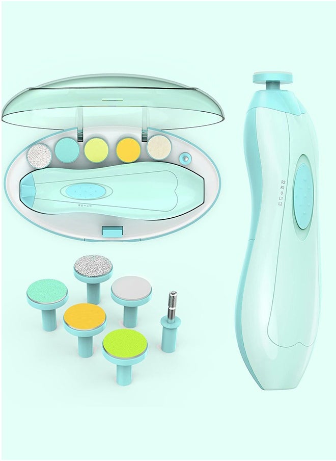 Lupantte Electric Safe Baby Nail Trimmer With Light And 6 Grinding Pads 