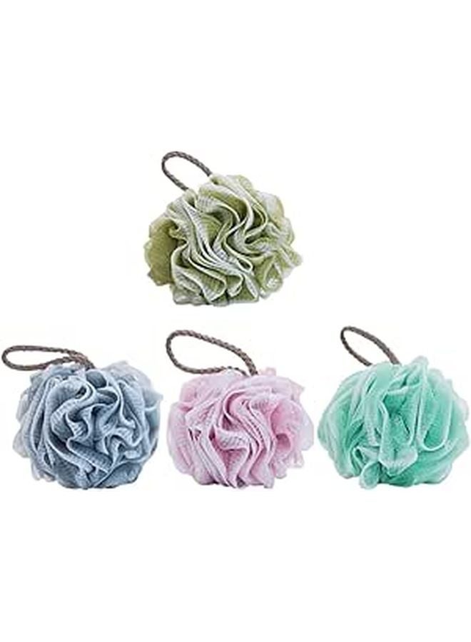 4pcs Gradient Color Mesh Bath Poufs Soft Exfoliating Shower Balls Body Scrubbers for Travel - Image 1