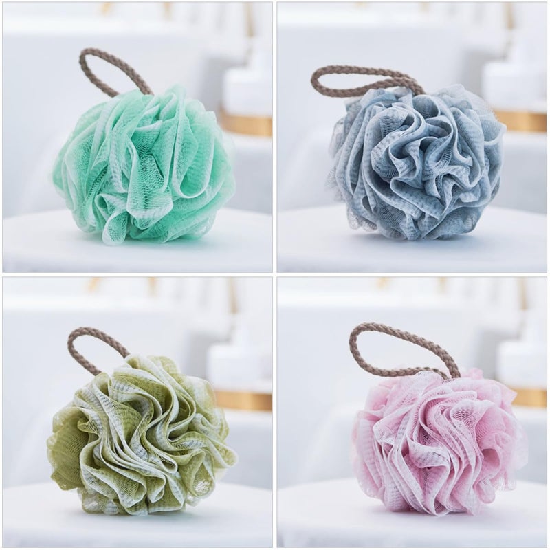 4pcs Gradient Color Mesh Bath Poufs Soft Exfoliating Shower Balls Body Scrubbers for Travel - Image 5