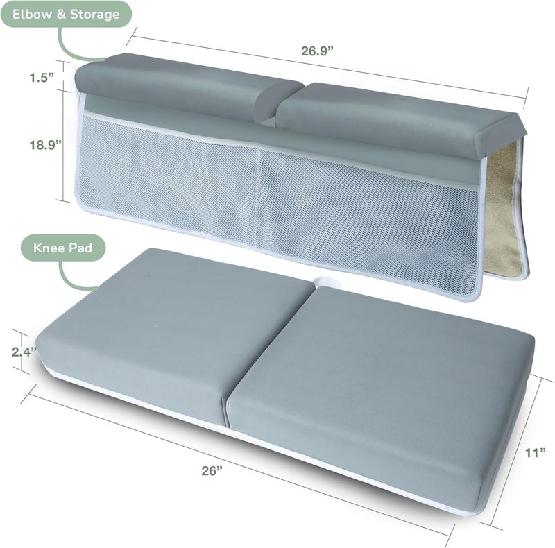 Rylor Baby Bath Kneeler & Elbow Rest Pad - Ultra Thick Foam Cushion for Bathing Infants & Toddlers - 26'' Extra Long and 2.4'' Thick- Non-Slip, Comfortable Support (Gray) - Image 3