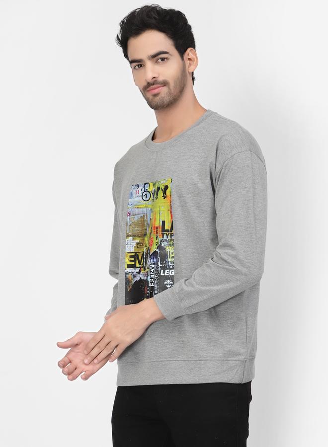 PAUSE Men Grey Regular Fit Round Neck Sweatshirt - Image 3