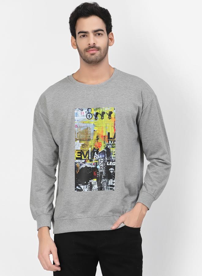 PAUSE Men Grey Regular Fit Round Neck Sweatshirt - Image 1