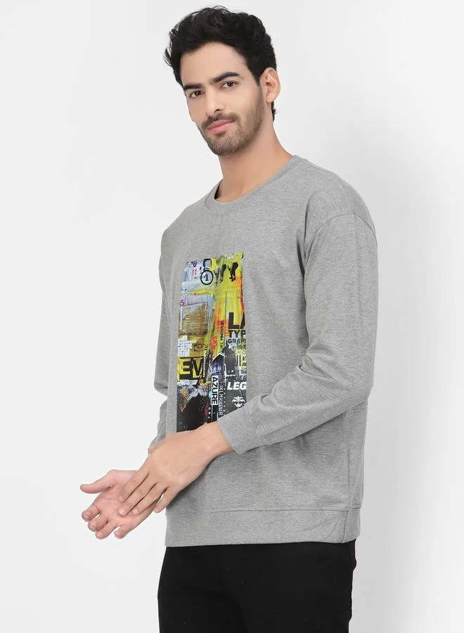Pause  Men Grey Regular Fit Round Neck Sweatshirt for Men | Best Price UAE