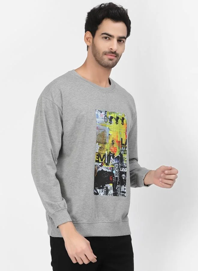 Pause  Men Grey Regular Fit Round Neck Sweatshirt for Men | Best Price UAE