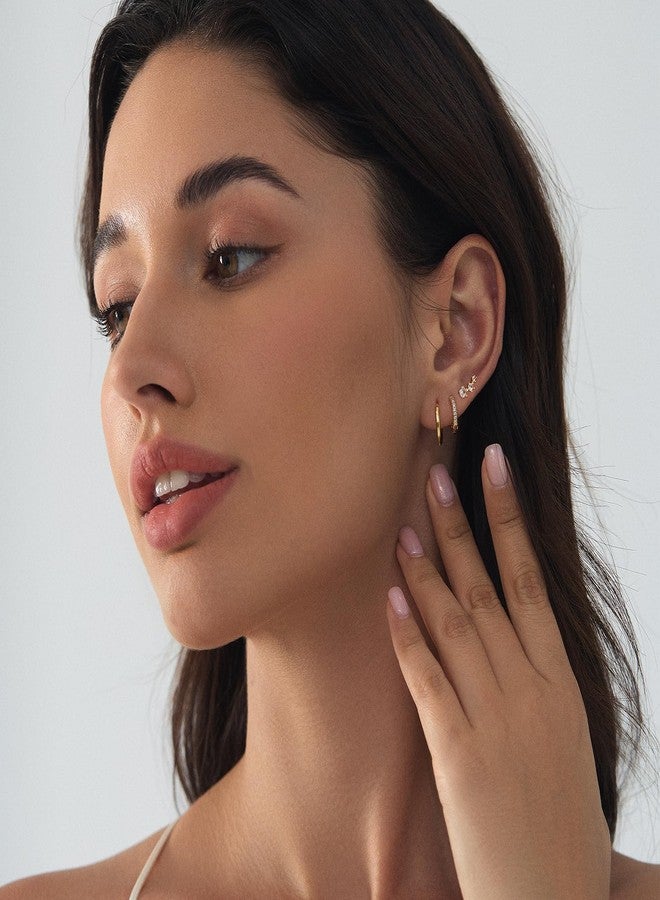 YEEZII Gold Stud Earrings Set for Women, Huggie Hoop Jacket Studs Earring Stack for Multiple Piercing, Hypoallergenic Stackable Gold Earrings Trendy Jewelry - Image 2