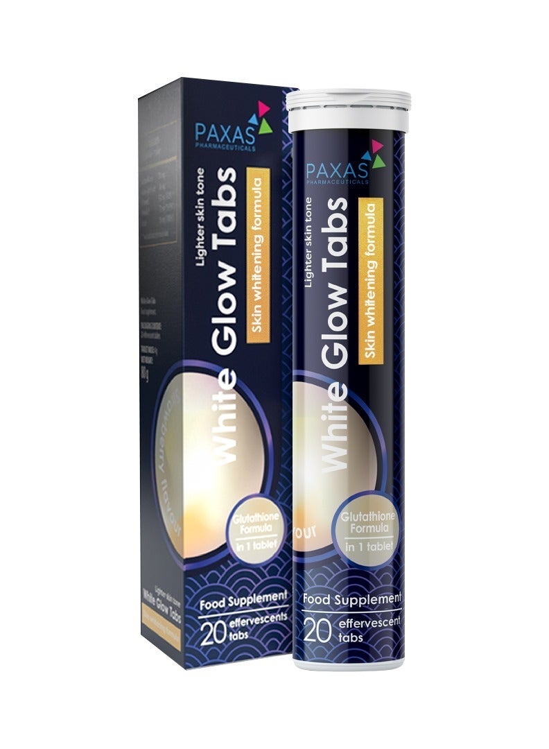 باكساس أقراص وايت جلو تابس الفوارة (20 قرصًا) | تركيبة غنية بالجلوتاثيون وفيتامين سي | تدعم تفتيح البشرة | بنكهة الفراولة - Image 1