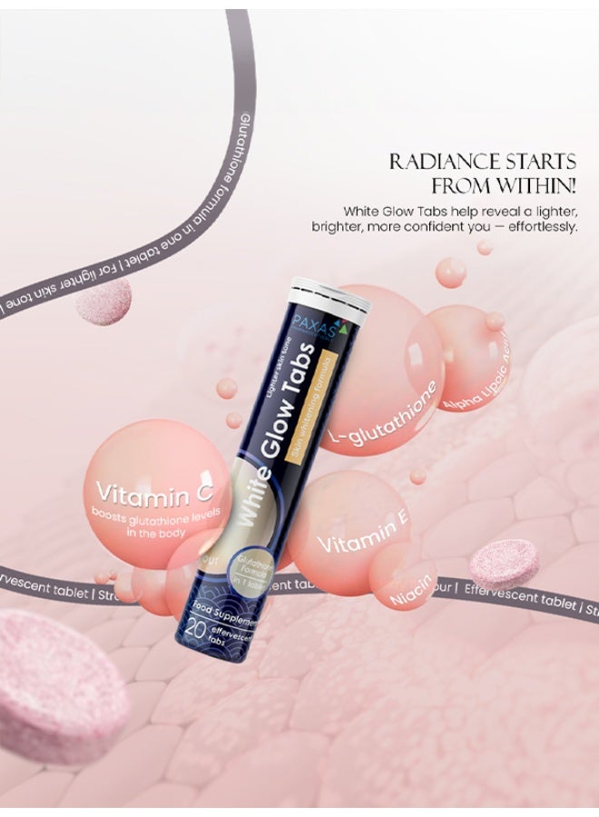 باكساس أقراص وايت جلو تابس الفوارة (20 قرصًا) | تركيبة غنية بالجلوتاثيون وفيتامين سي | تدعم تفتيح البشرة | بنكهة الفراولة - Image 4