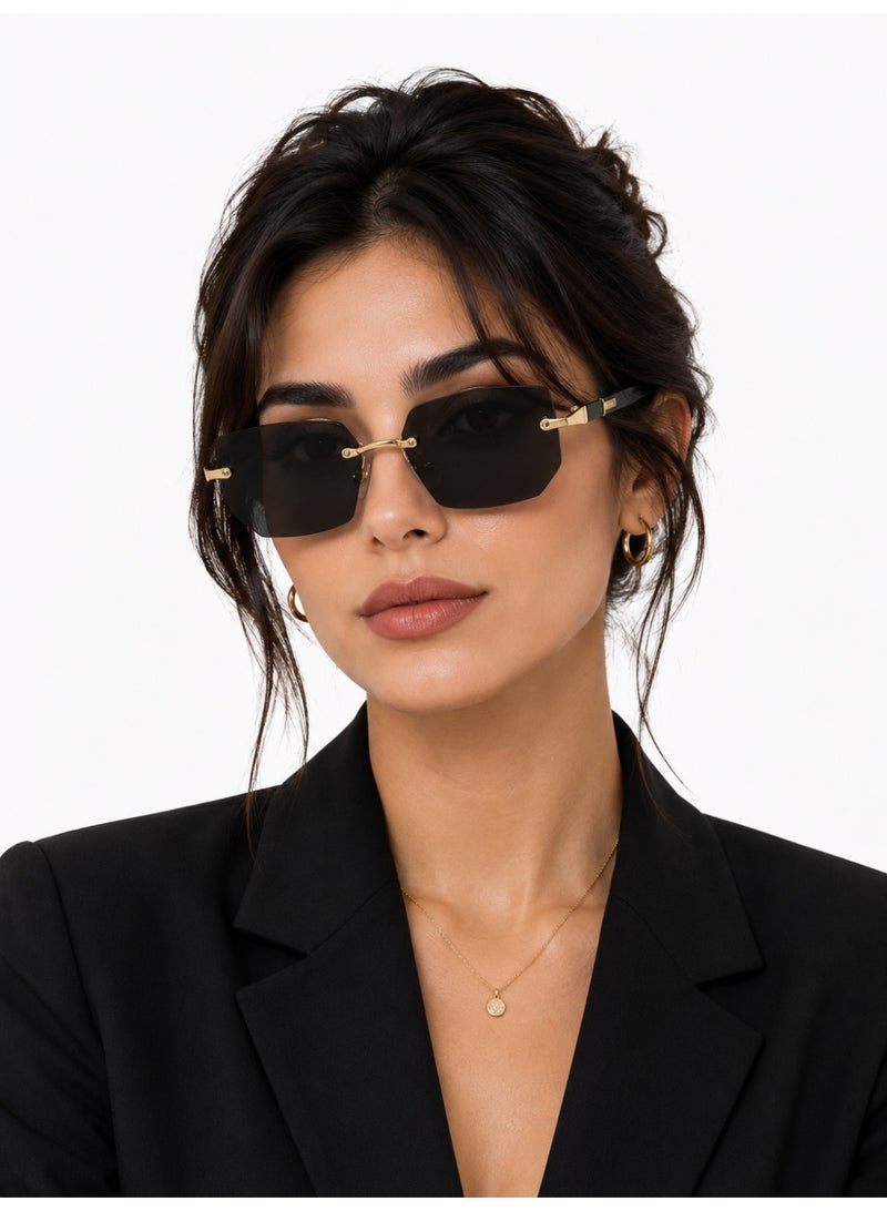 Shein Unisex Retro Rectangular Black Metal Frame Sunglasses – Vintage Fashion Eyewear - Image 3