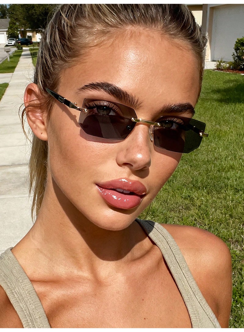 Shein Unisex Retro Rectangular Black Metal Frame Sunglasses – Vintage Fashion Eyewear - Image 4