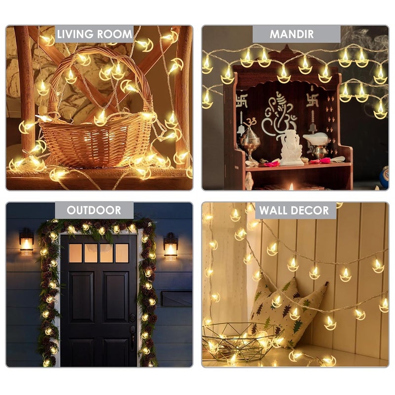 Gesto Copper Serial String Lights,14 LED Diwali Diya,10 Feet Warm White Fairy Lights for Home,Mandir,Pooja Room,Deepawali & Diwali Decoration,Christmas,Festival,Indoor & Outdoor Decorative Lights - Image 4