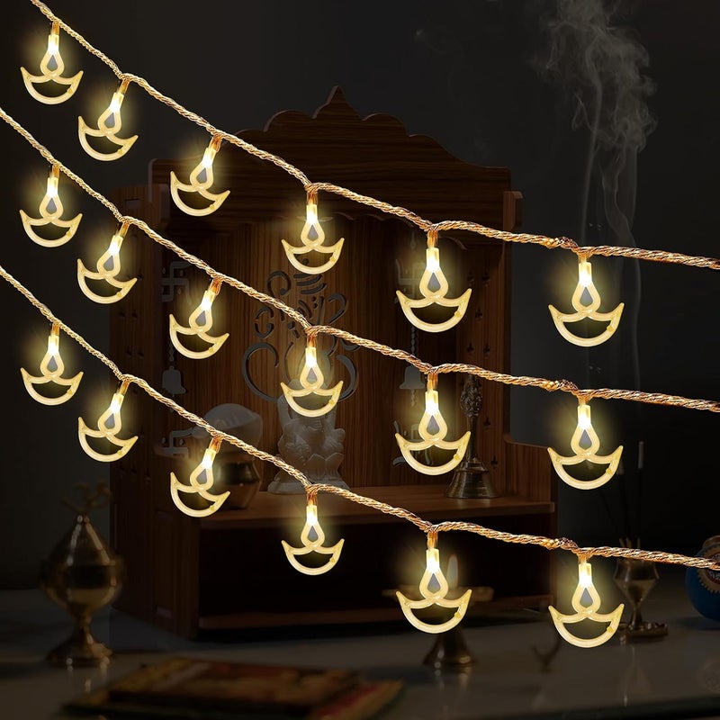 Gesto Copper Serial String Lights,14 LED Diwali Diya,10 Feet Warm White Fairy Lights for Home,Mandir,Pooja Room,Deepawali & Diwali Decoration,Christmas,Festival,Indoor & Outdoor Decorative Lights - Image 2