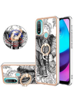 Case Cover For For Motorola Moto E20 / E30 / E40 Electroplating Dual-side IMD Phone Case with Ring Holder(Totem Elephant)
