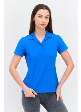 Greg Norman Women Regular Fit Short Sleeve Plain Polo Shirt, Blue  - Image 1