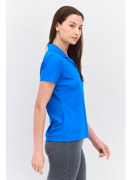 Greg Norman Women Regular Fit Short Sleeve Plain Polo Shirt, Blue  - Image 2