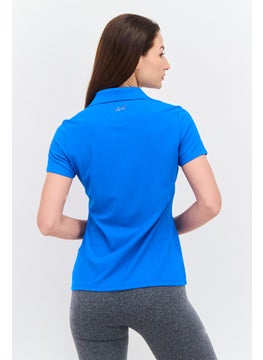 Greg Norman Women Regular Fit Short Sleeve Plain Polo Shirt, Blue  - Image 3