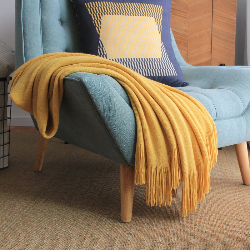 Nordic Solid Color Knitted Blanket Decoration Sofa Blanket Factory Direct Supply Leisure Blanket A Generation Of Hair - Image 2