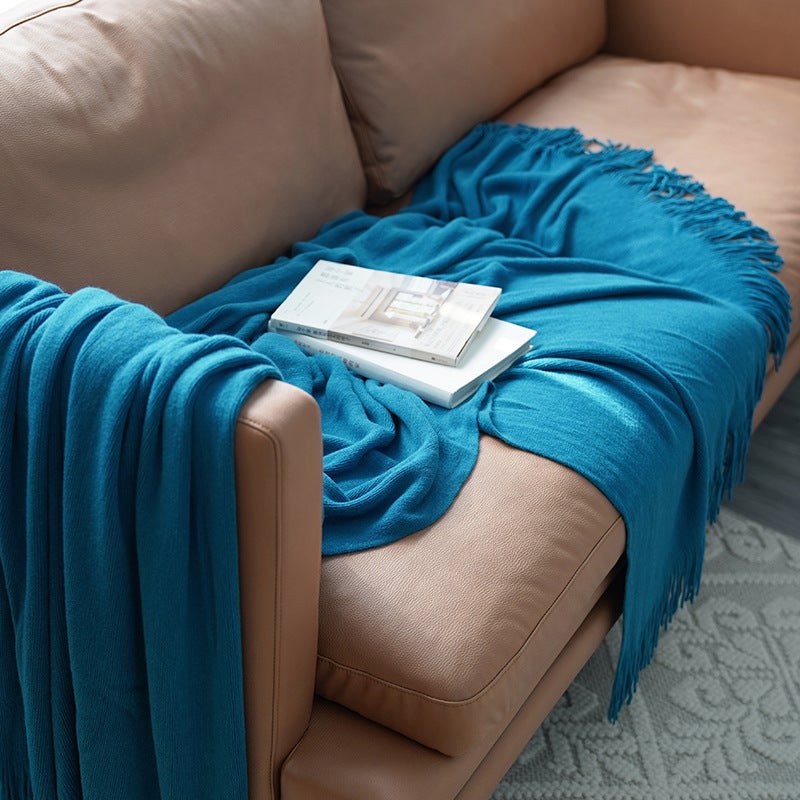 Nordic Solid Color Knitted Blanket Decoration Sofa Blanket Factory Direct Supply Leisure Blanket A Generation Of Hair - Image 4