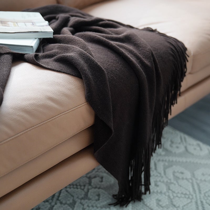 Nordic Solid Color Knitted Blanket Decoration Sofa Blanket Factory Direct Supply Leisure Blanket A Generation Of Hair - Image 1