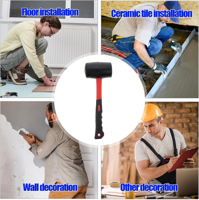 ABOOFAN Rubber Mallet Hammer with Fiber Handle Non-slip Soft Face Hammer for Tile and Flooring Installation Tool for Home Decoration and Jewelry Craft - Image 2