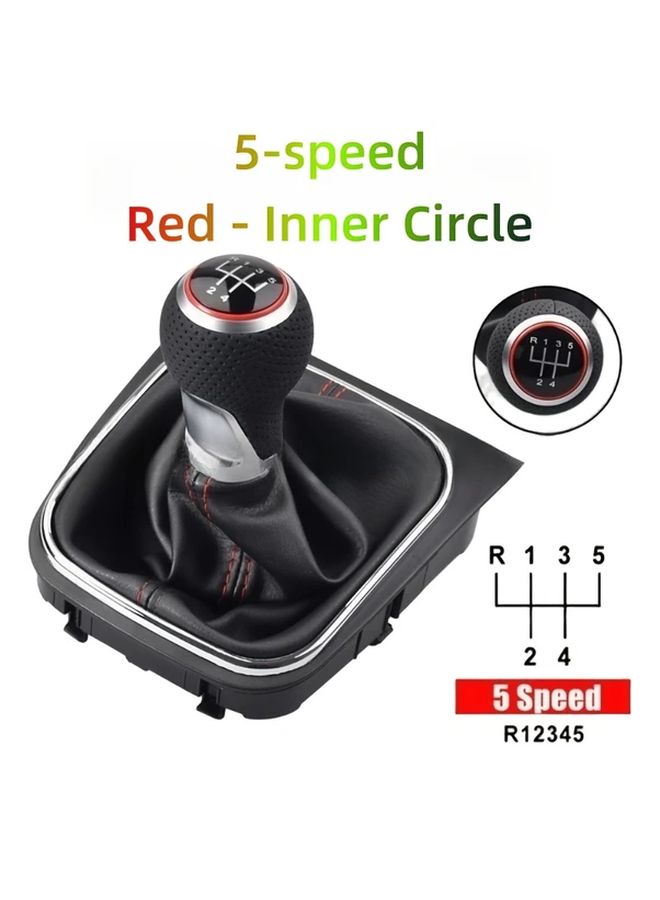 5 سرعات - رأس ذراع تغيير السرعات الداخلي الحلقي الأحمر، بديل ABS لسيارات VW Golf Rabbit Jetta MK5 (2004-2009) وMK6 (2010-2014)، سهل التركيب، متين، عصا ناقل حركة يدوي مع بناء قوي. - Image 5