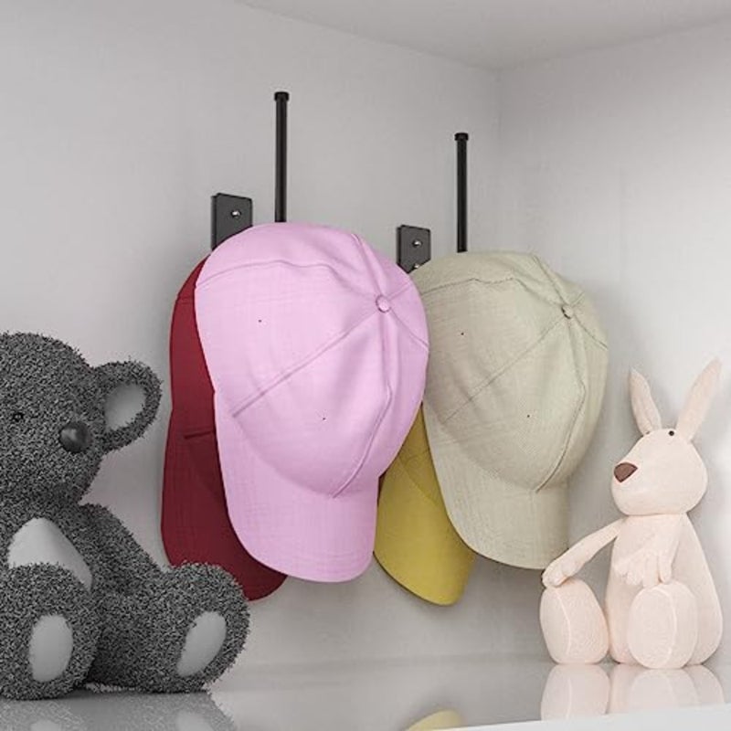 Hat Racks for Baseball Caps, Stainless Steel Hat Organizer for Baseball Cap, Hat Holder Storage Organizer, Hat Hanger Strong Adhesive/Wall Drilled for Door, Bedroom, Closet 6 in - Image 2