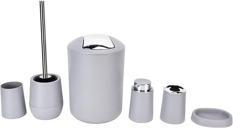 Bathroom Accessories Set 6 Pieces, Electroplating, Durable PP and Stainless Steel - Stylish Design, Easy to Clean, Suitable for Home and Office (Gray) - Image 1