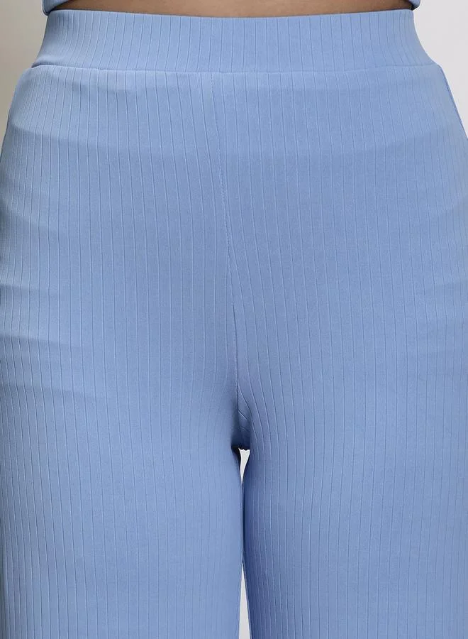 Sera Mid Rise Wide Leg Pants with Elastic Waistband by Styli