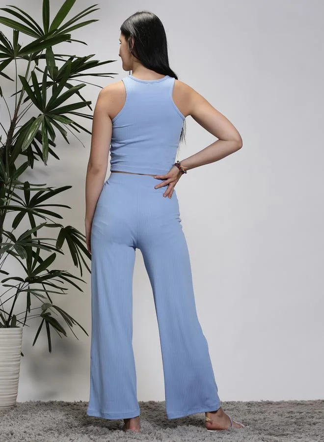 Sera Mid Rise Wide Leg Pants with Elastic Waistband by Styli