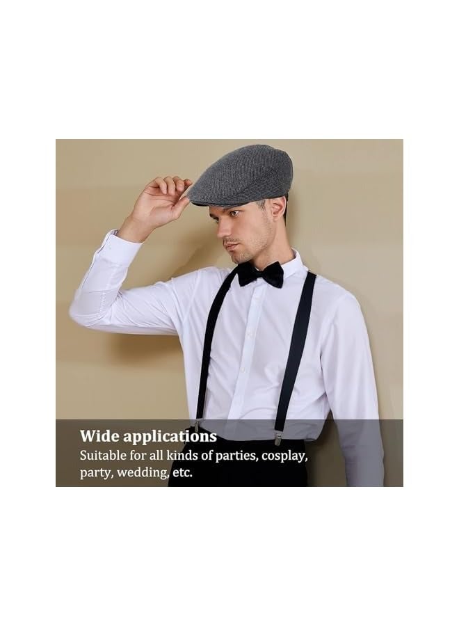 بروماس مجموعة إكسسوارات تنكرية رائعة للرجال من العشرينيات من القرن الماضي، مجموعة أزياء العصابات مجموعة أزياء رجالية قديمة مع قبعة بنما، وحمالات مرنة، وربطة عنق كلاسيكية، وساعة جيب، وشوارب - Image 4