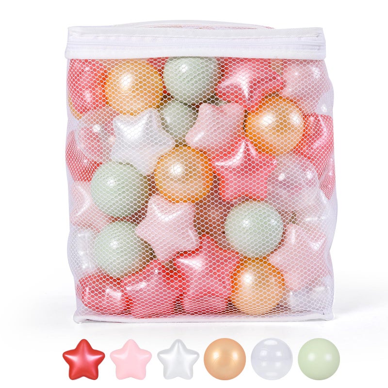 Trendplay Star Ball Pit Balls 100 للأطفال الصغار - كرة حفرة الكرة الأشكال البلاستيكية للكرات الأولاد الفتيات الكرة المرحية حفلة عيد ميلاد ديكور ديكور لؤلؤة جول - Image 1