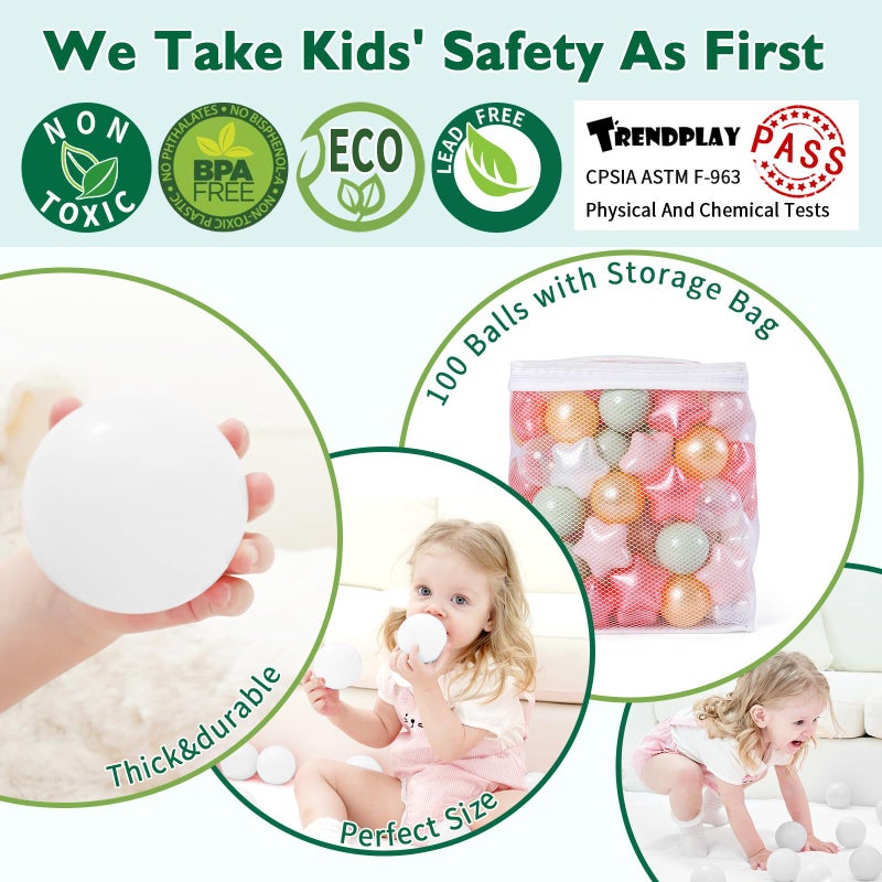 Trendplay Star Ball Pit Balls 100 للأطفال الصغار - كرة حفرة الكرة الأشكال البلاستيكية للكرات الأولاد الفتيات الكرة المرحية حفلة عيد ميلاد ديكور ديكور لؤلؤة جول - Image 2