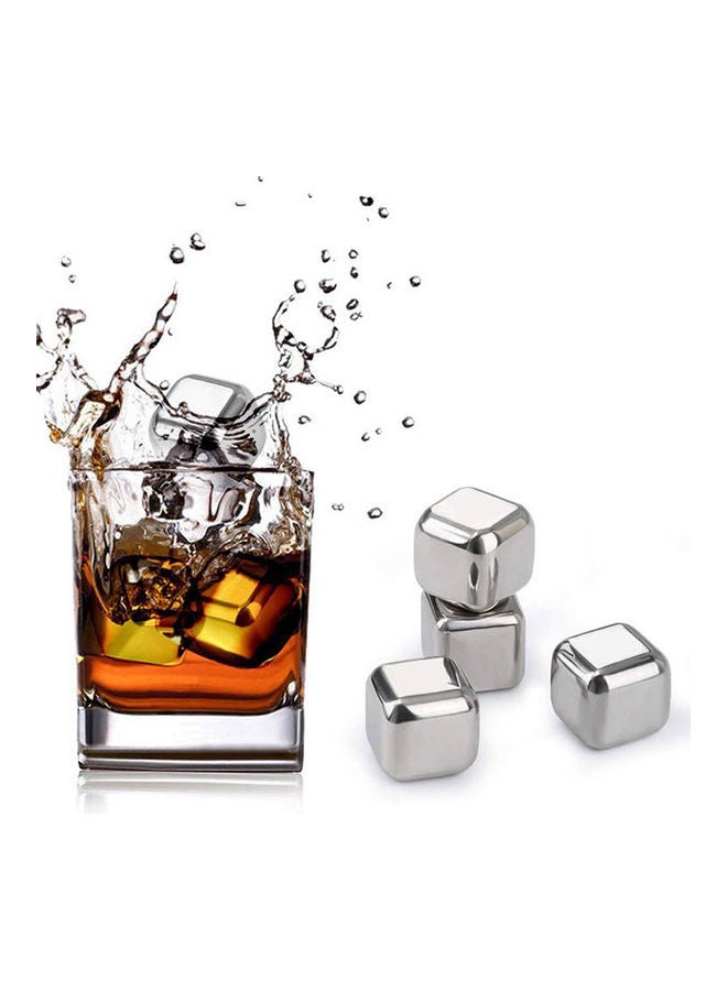 AMERTEER Stainless Steel  Ice Cubes Chilling Stones with Tongs and Freezer Storage Tray silver 370grams - Image 2