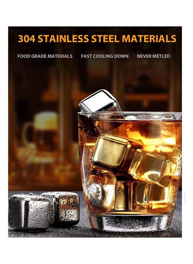AMERTEER Stainless Steel  Ice Cubes Chilling Stones with Tongs and Freezer Storage Tray silver 370grams - Image 3