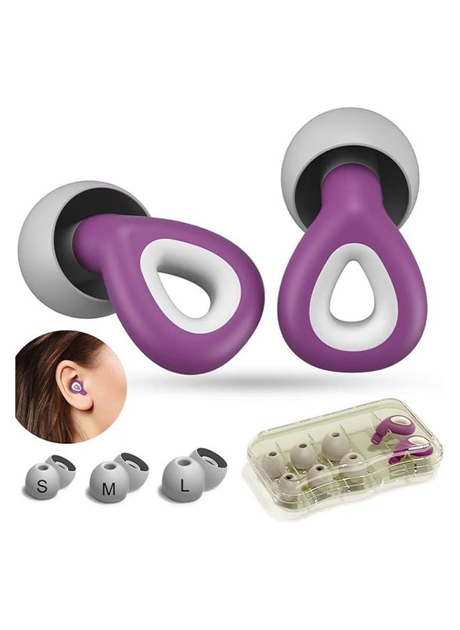 Generic Noise Reduction Waterproof Hearing Protection Earplugs, Reusable Silicone Leep Noise Cancelling Swimming Earplugs, S/M/L Three Sizes - Purple  - Image 1